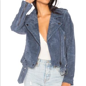 Blank NYC Suede Moto Jacket in Slate Blue